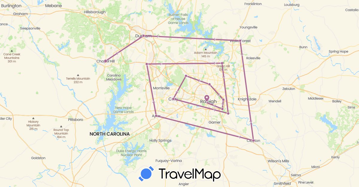 TravelMap itinerary: future path in United States (North America)