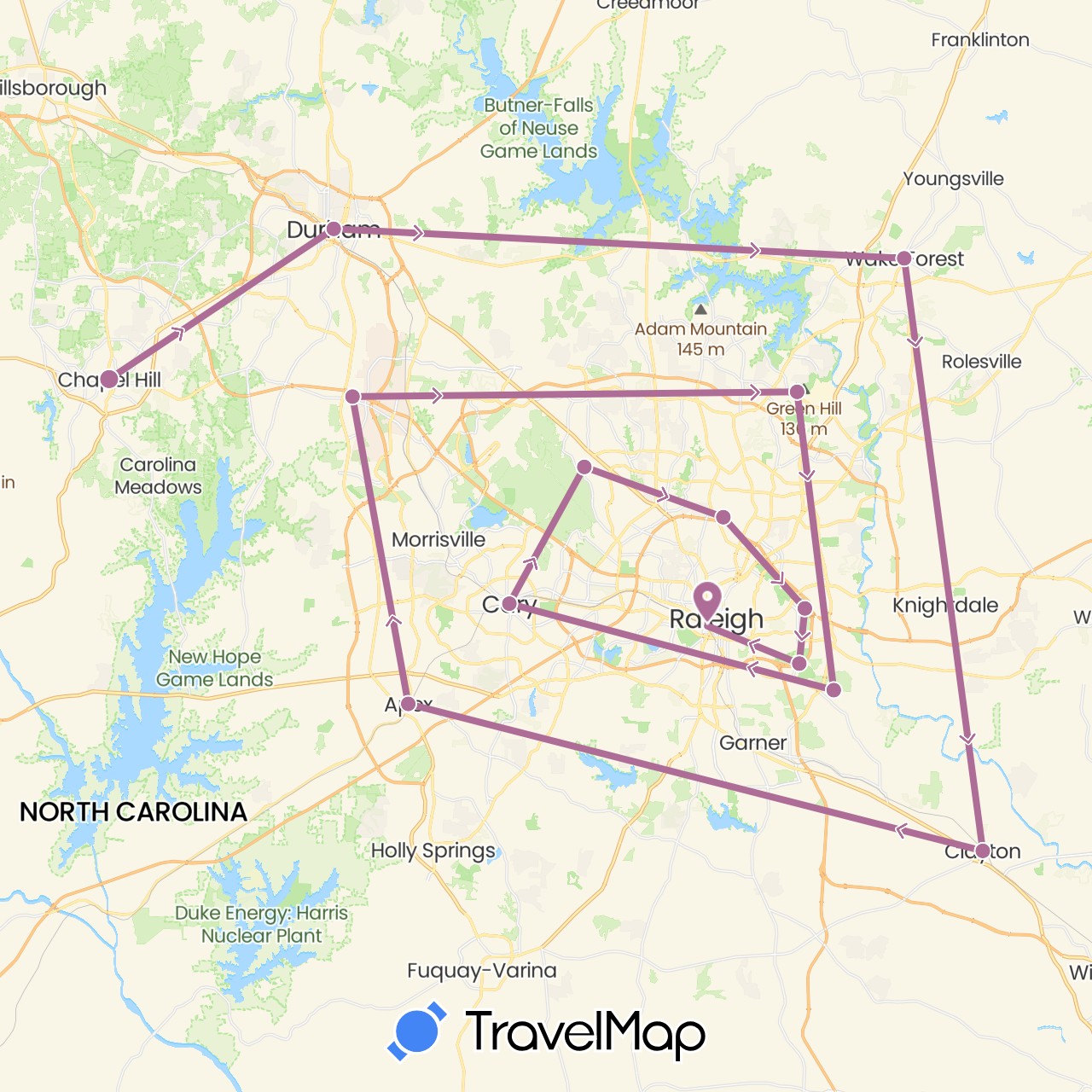 TravelMap itinerary: future path in United States (North America)