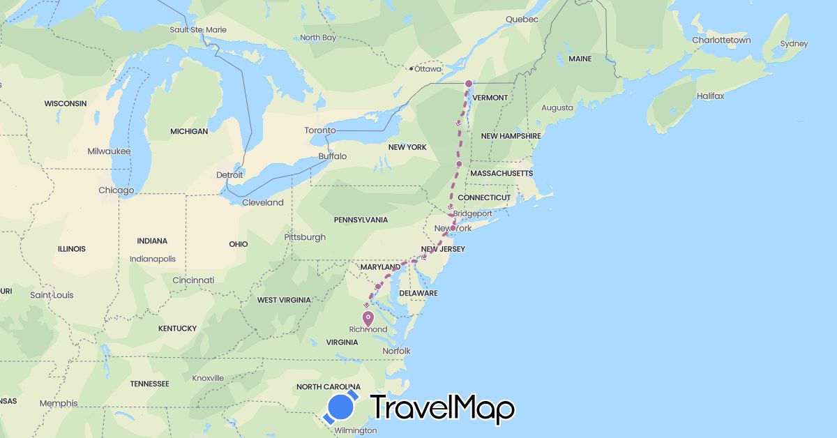 TravelMap itinerary: driving, future path in United States (North America)